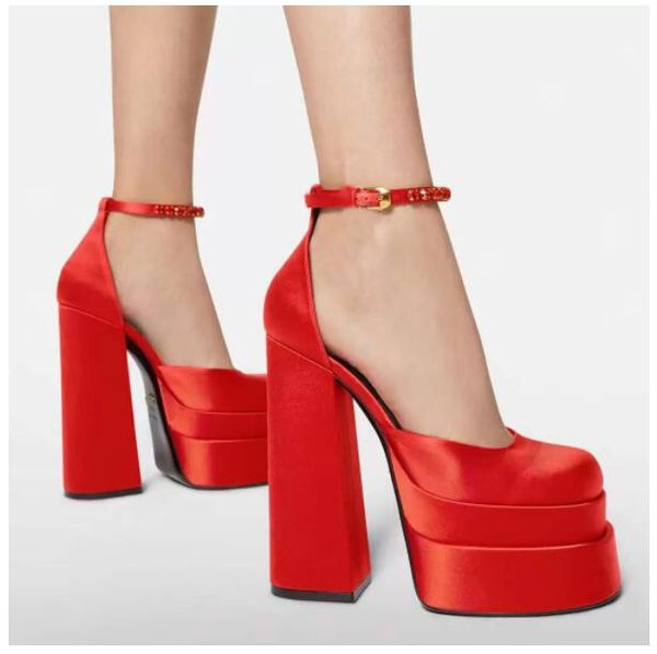 

dress shoes sandals women's summer heels shoe platform crystal buckle large size high heeled shoes 14cm 35-42, Black