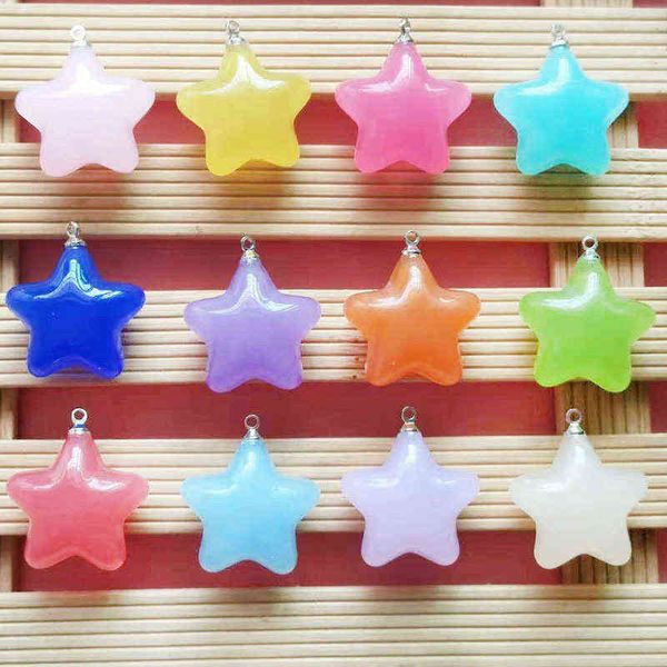 

factory outlet candy color acrylic five pointed star accessories christmas small pendant jewelry bag pendant
