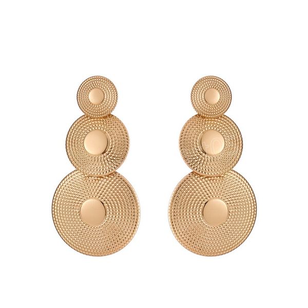 

vintage textured gold circle exaggerated temperament dangle earrings for women korean fashion earring birthday party jewelry gifts, Silver