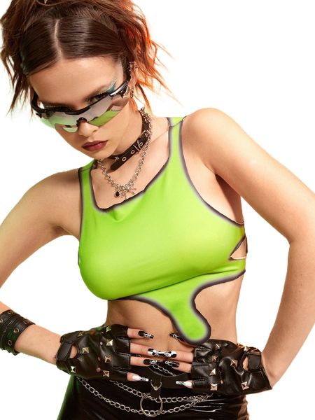 

ombre cut out asymmetrical hem tank q78n#, White