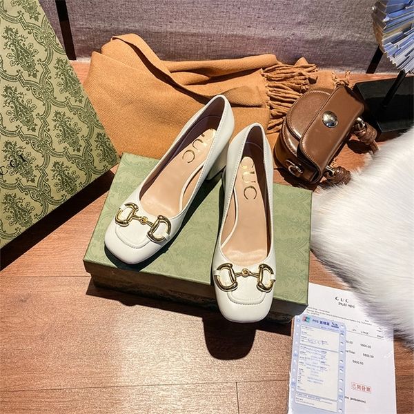 

with low discount designer slippers style square head thick heel net red high heels single shoes, Black