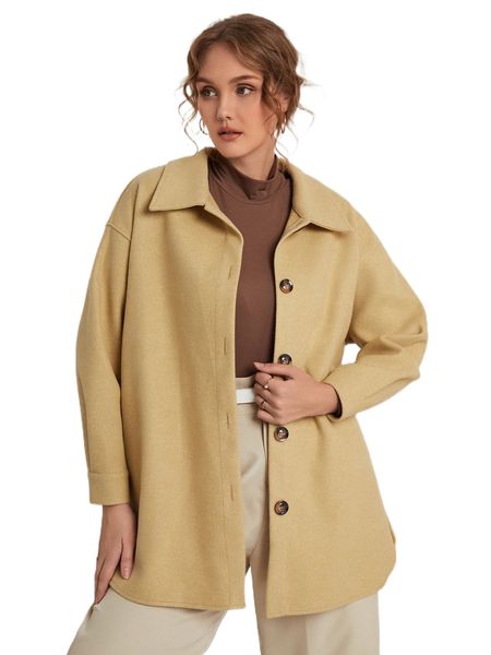 

plus drop shoulder belted overcoat i99r#, Black
