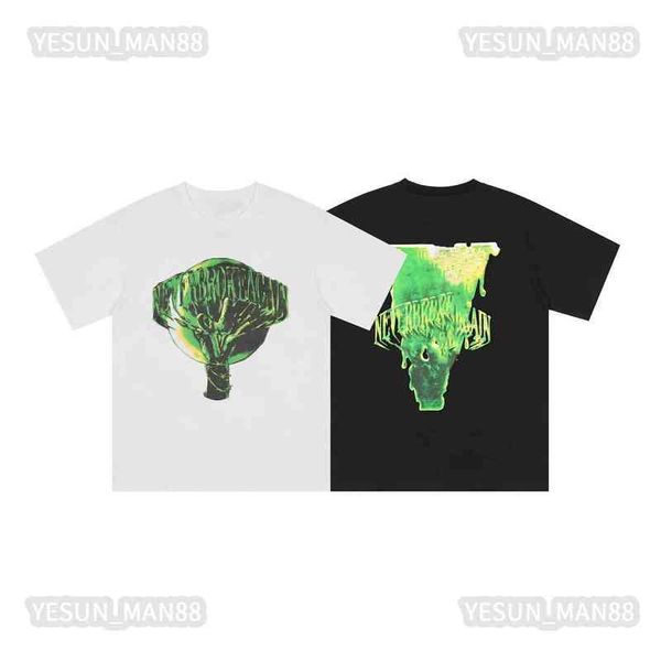 

designer luxury vlones classic mens and womens t shirt short sleeves big v dark green printed loose summer fashion high street tees top, White;black