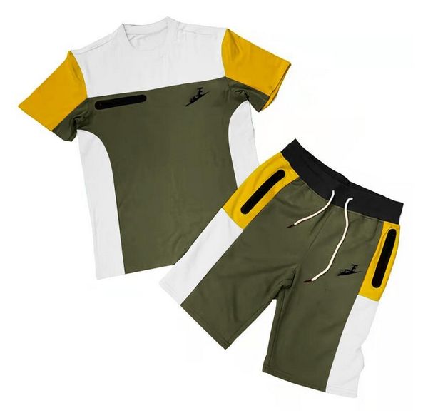 

men's tee two piece designer fashion t-shirt + shorts tracksuit slow running printed letter summer casual women's sport collar sui, Gray