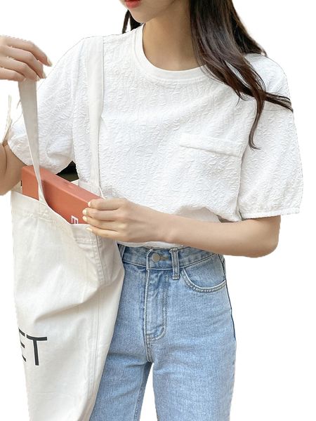 

dazy puff sleeve textured tee z6vu#, White