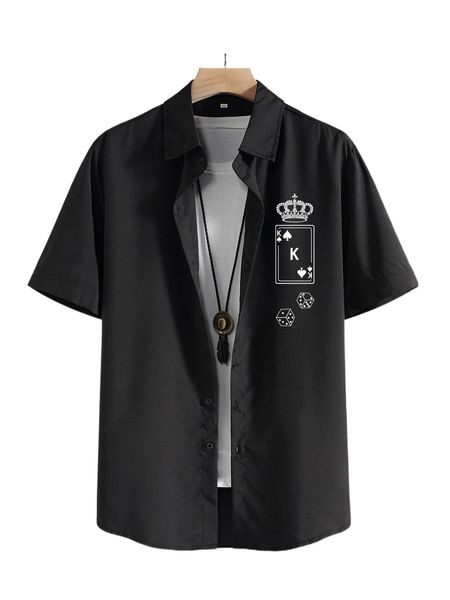 

men playing card print shirt without tee w3fs#, White;black