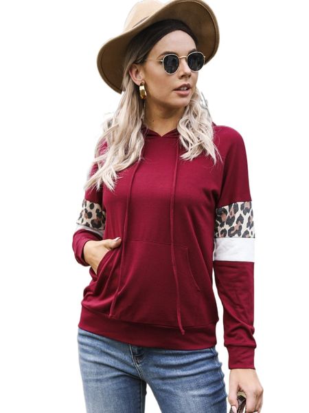 

dearcase kangaroo pocket leopard print drawstring hoodie 42aj#, Black