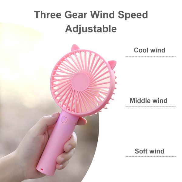 Mini ventilatore portatile USB ricaricabile a 3 velocità Maniglia Raffreddatore d'aria Ventole di raffreddamento per viaggi sportivi all'aperto