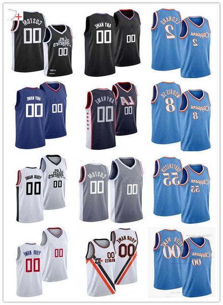 

75th custom men women youth la''clippers''23 robert covington 22 rodney hood 8 morris sr. isaiah 55 hartenstein basketba, Black;red