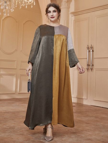 

plus color block tunic dress 409n#, Black