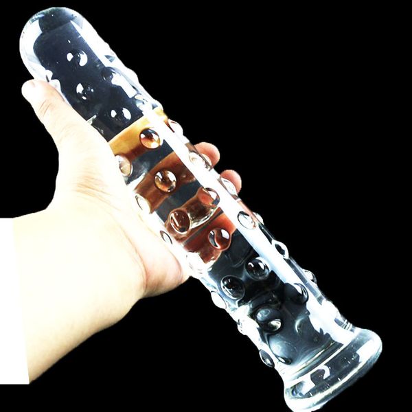 11 polegadas enorme vidro dildo grande nubby textured sensual gigante pênis cristal vagina butt plug Sexy brinquedos para mulheres masturbação