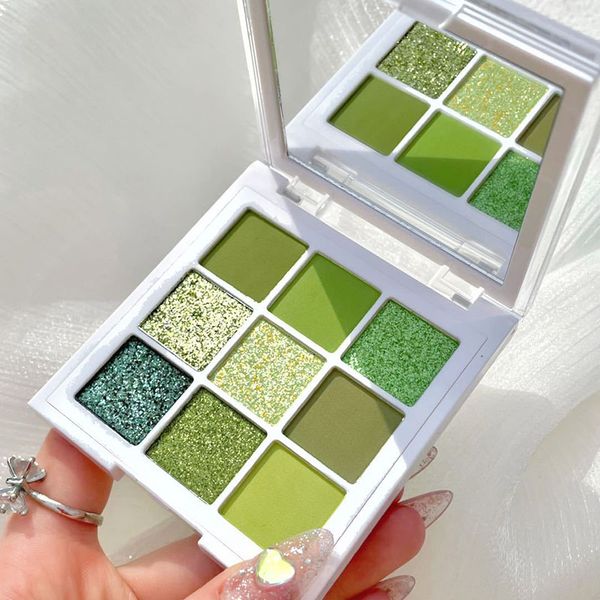 

green avocado 9 colors eye shadow platette brightening eyes portable beauty retouching polarized diamonds eyeshadow disc eye makeup plate co