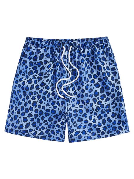 

romwe guys leopard drawstring shorts 40en#, White;black