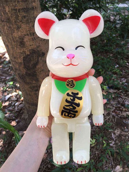 Neue 400% 28CM Bearbricklys Leuchtende Katze Bär Action-figuren Cartoon Blöcke Bär Puppen PVC Street Art Sammeln Modelle Spielzeug AA220323