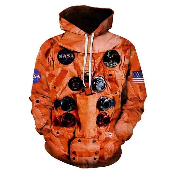 

2021 armstrong spacesuit 3d printed sweater fashion trend hoodie t-shirt, Black