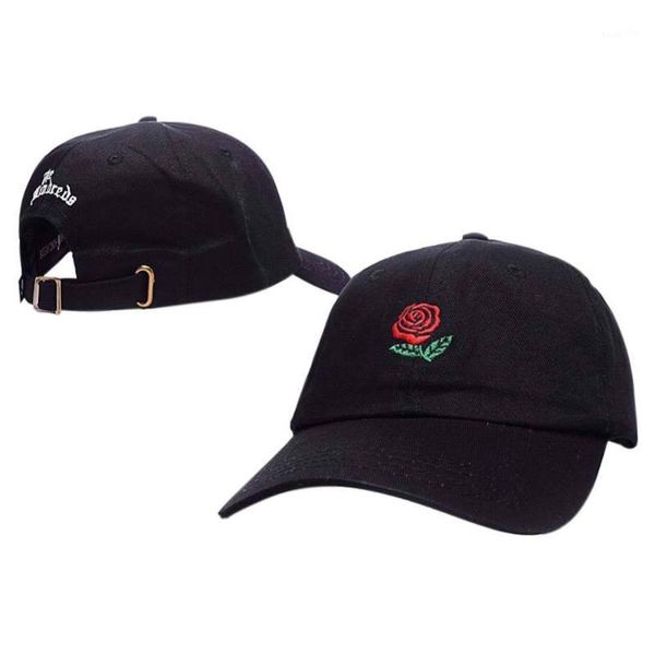 Atacado- Verão Moda Bordado Bordado Rose Ajustável Hip Hop Snapback Homens Beisebol Mulheres Fitted Trucker Bonés