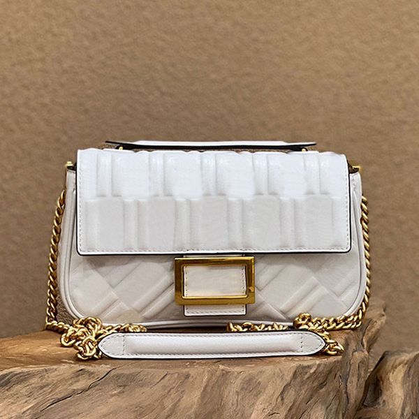 

chain baguette bag shoulder crossbody bag handbag purses sheepskin gold metal parts letter flap hasp interior slot zipper pocket women tote
