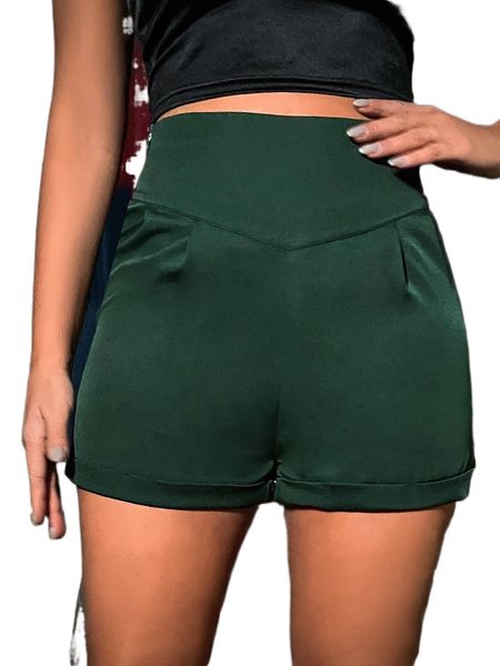 

sxy solid high waist shorts t5p6#, White;black