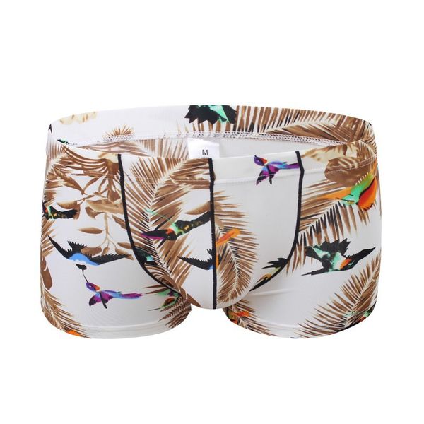 

men's underpants underwear lingerie birds graphic printed pouch boxers #3033pj, Black;white