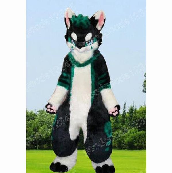 

halloween husky long fur fox dog mascot costumes christmas party dress cartoon character carnival advertising birthday party costume outfit, Red;yellow