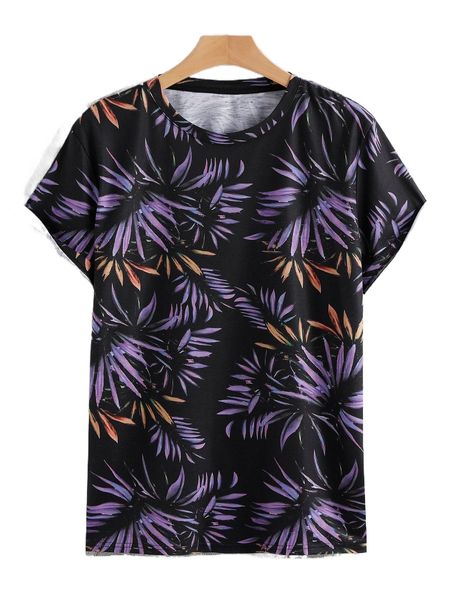 

men tropical print short sleeve tee t9qh#, White;black