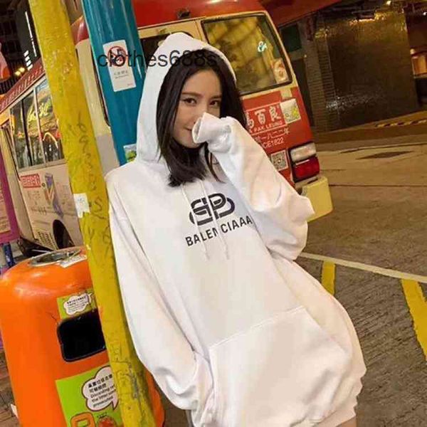 

designer hoodies men's sweaters s 2022 balencaigas'ss's plush letter loose long sleeve hooded jacket hoodded, Black