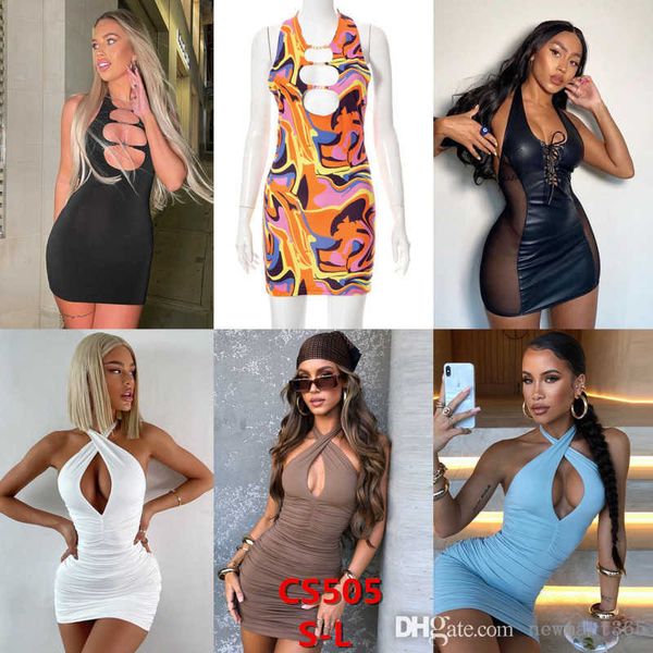 Сексуальные повседневные платья для женской дизайнерской одежды 2022 с высоким воротником без рукавов Платье для вечеринки Мода Slim BodyCon Pank Dress Clubwear