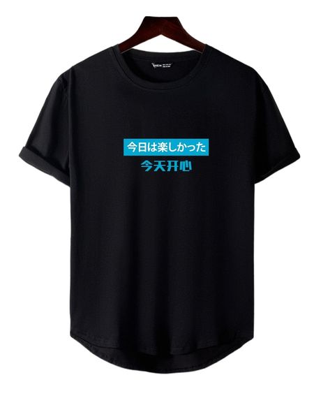 

men letter graphic high low hem tee y3ki#, White;black
