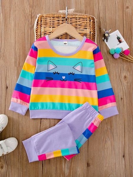

girls' colored striped sweatshirts and panties she, White