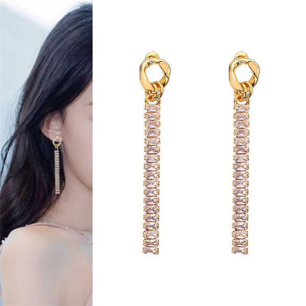 

luxury brand drop earrings for women fashion jewelry stud natural stone metal 18 k geometric zircon designer popular girl christmas gift acc, Golden;silver