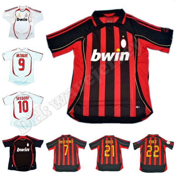 

06 07 soccer jerseys retro maillot classic vintage camisetas football shirts long uniforms men home away ucl pirlo shevchenko maldini inzagh, Black;yellow