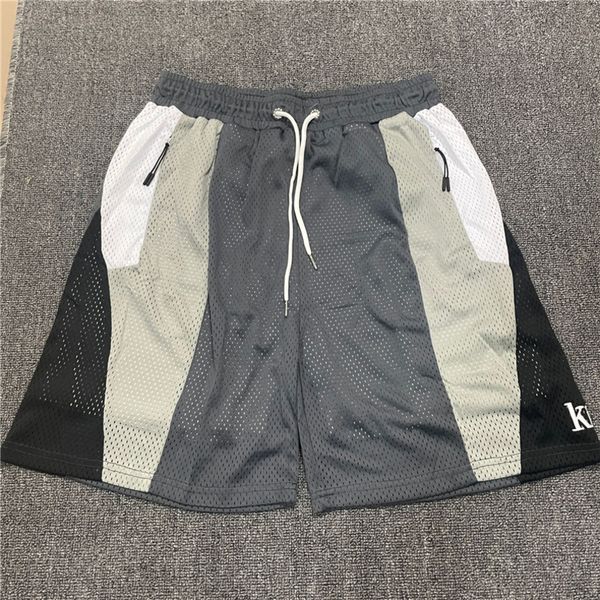 

t-shirt short sleeve fabric side zip pockets patchwork breeches sweatpants kith mesh breathable shorts, Black;white