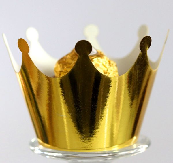 Decorações de casamento Bolo de papel Copo Copo de Lace Prata Lace Laser Holcou a coroa de ouro por atacado