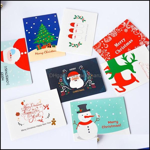 

other jewelry packaging display 8 pcs/lot christmas card snowman santa claus greeting with envelope mini thank you new year gift cards dro, Black;white