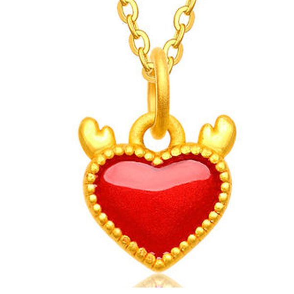 Corna di cervo natalizio vernice collana d'amore smalto affascinante ciondolo d'amore Superficie sabbia placcata oro gocciolante colla rossa collana regalo gioielli