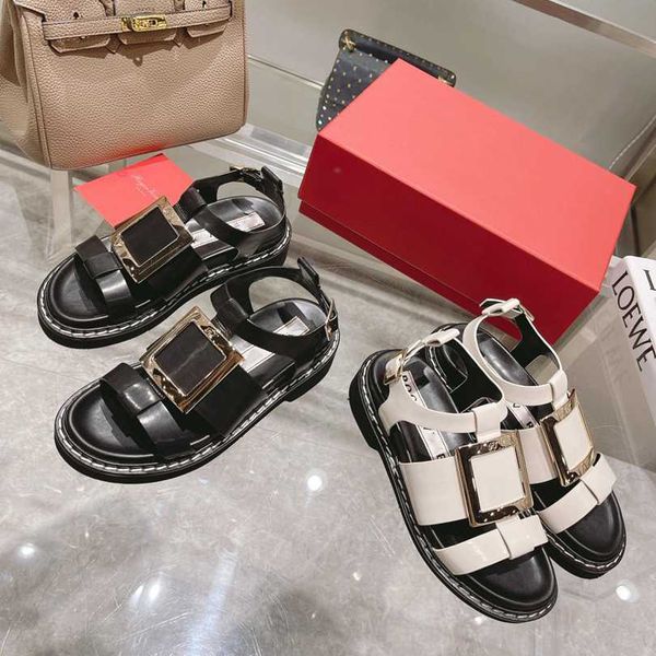 

2022 wholesale famous brand women's open toes roman sandals designer classic luxury elling summer casual flat beach chelsea boots size, Black