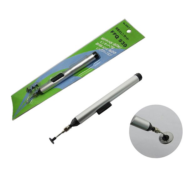 

ffq 939 ic smd vacuum sucking suction pen remover sucker pump tweezer pick up tool solder desoldering with 3 suction head, Black