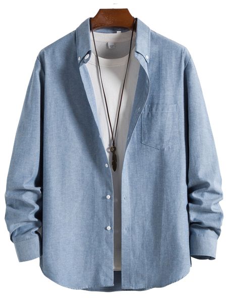 

men 1pc solid button front shirt f9co#, White;black