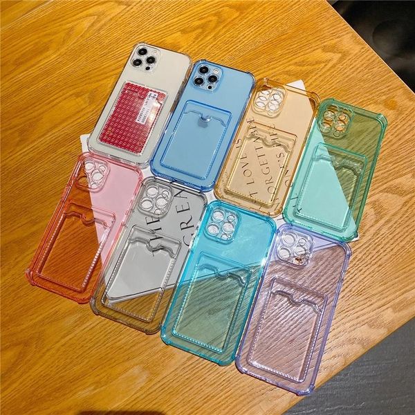 Capa carteira porta-cartões transparente para Samsung S22 Ultra A52 A52S 5G A53 A51 A71 A12 A32 A72 A50S A21S A03 S21 A30S A13 IPhone15 14 11 13 12 Pro Max X XS XR Capa traseira à prova de choque