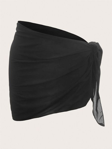 

solid tie side cover up skirt h6i4#, White;black