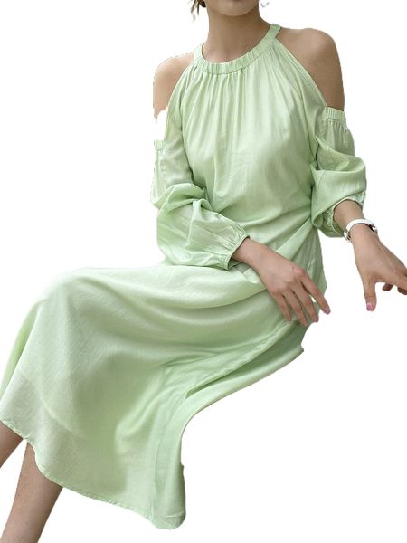 

dazy solid cold shoulder tie back dress c1oo#, Black;gray