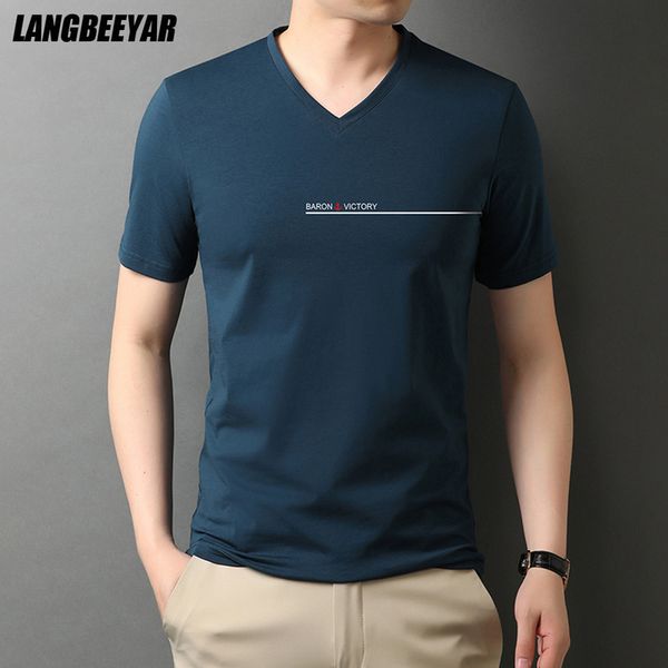 

summer brand v neck t shirt men 95% cotton 5% spandex plain solid color short sleeve casual fashion men clothes 220421, White;black