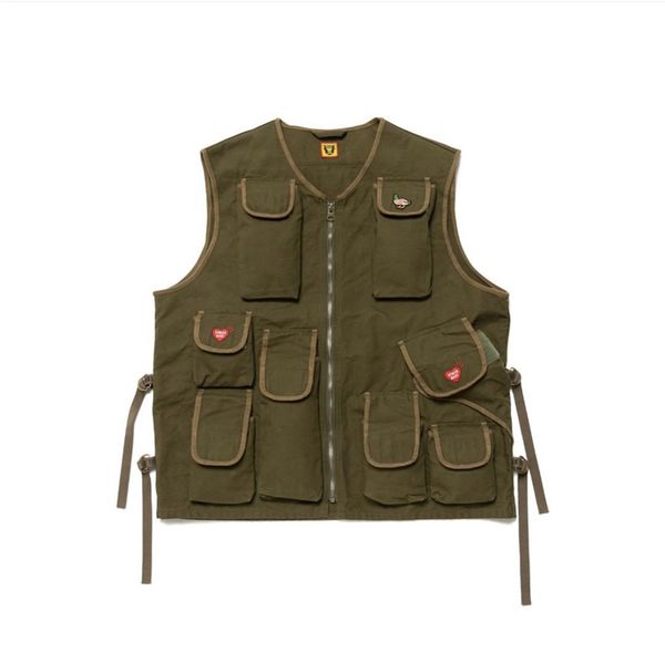 

vest jacket men women 1 sleeveless multi-pocket heavy-duty work vest, Black;brown