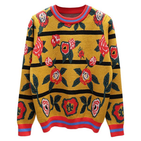 

603 l 2022 runway summer brand same style sweater yellow crew neck long sleeve women's sweaters binfen, White;black