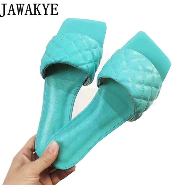 

summer shoe flat heel leather flipflops beach shoes candy color square open toe mules shoes outdoor slippers y200423, Black