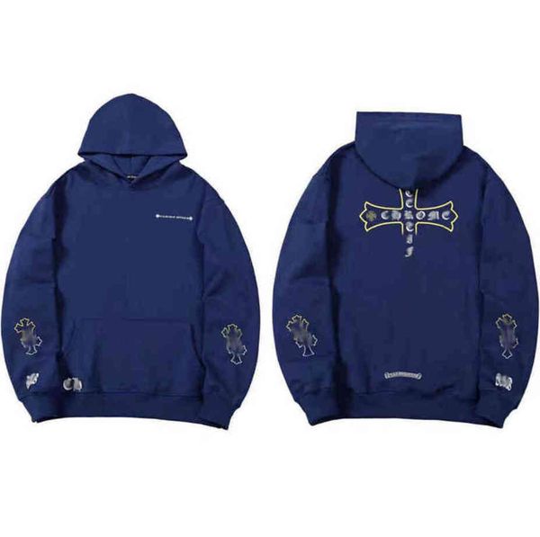 

classic brand mens fashion sweatshirts ch designer hoodies horseshoe cross print jacket women casual quality luxury pullover hooded loose h, Black