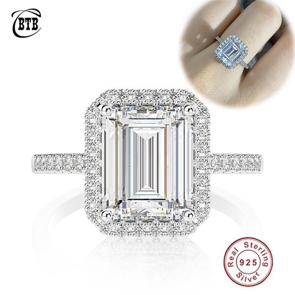 

design 925 sterling silver ring luxury created big silver rings wedding ring for couple square diamond jewelry 220816, Slivery;golden