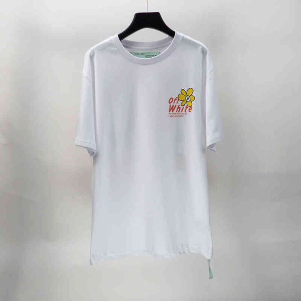 

new men's t-shirts 2022 spring / summer off sunflower letter print short sleeve unisex, White;black