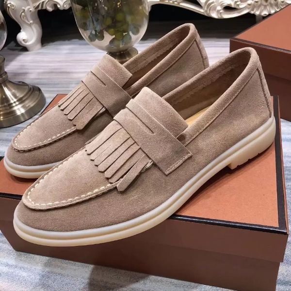 

new designer 22s mens loro walk shoes luxury sneakers suede leather nubuck male flats slip-on dress shoe plus size 45 46, Black