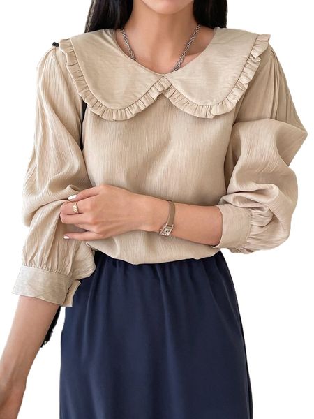 

dazy textured statement collar blouse without bra 02x0#, White